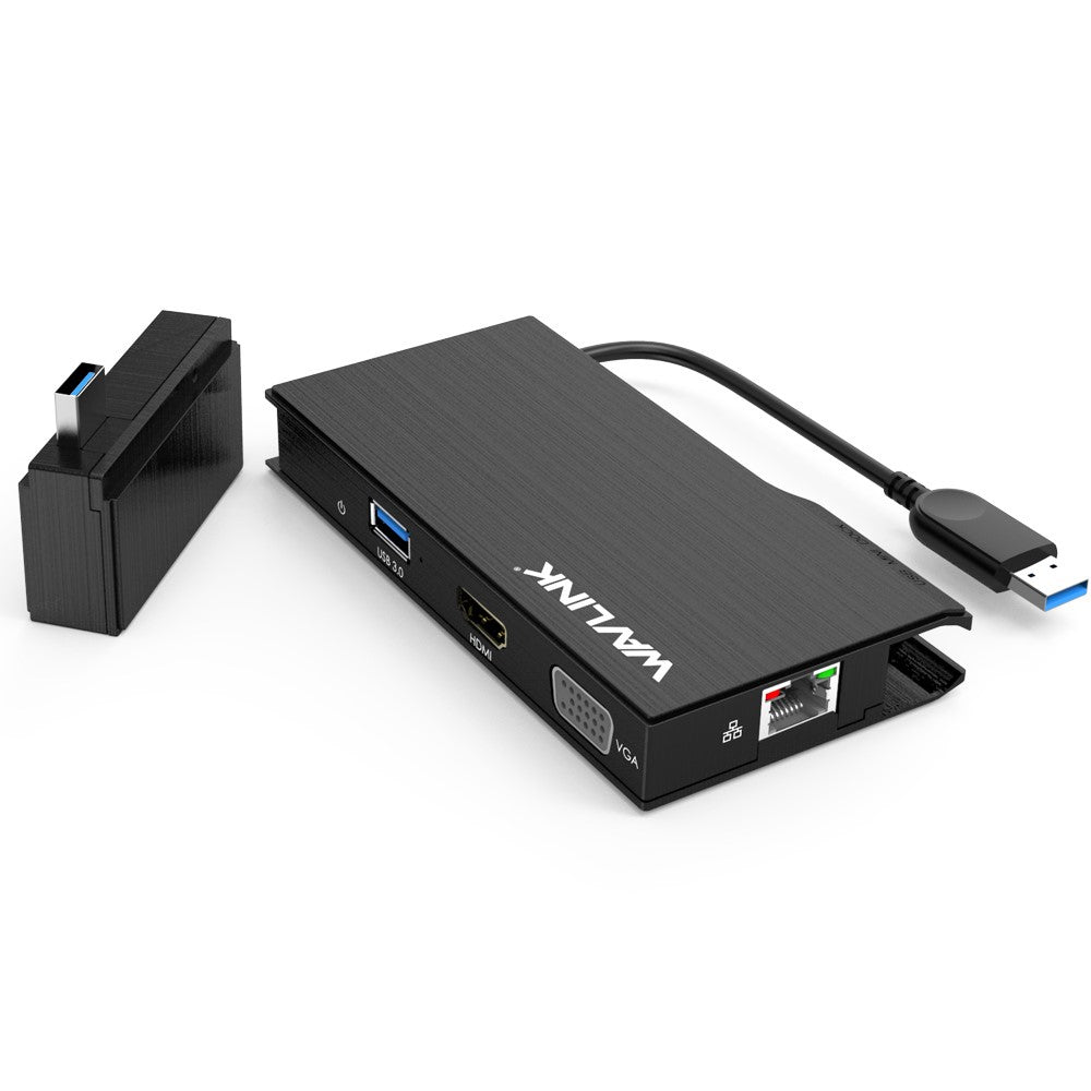 WAVLINK WL-UG39DH2 Dual 2K HD Mini Docking Station USB3.0 to HD / VGA / Gigabit Ethernet Splitter Adapter with Combo Card Reader