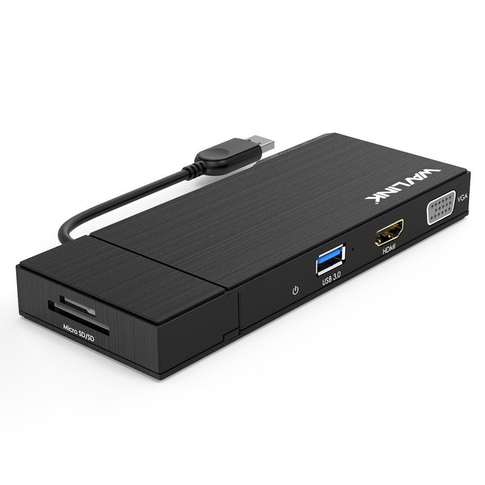 WAVLINK WL-UG39DH2 Dual 2K HD Mini Docking Station USB3.0 to HD / VGA / Gigabit Ethernet Splitter Adapter with Combo Card Reader
