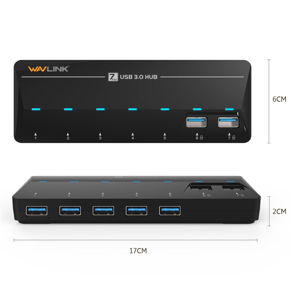 WAVLINK WL-UH3073D SuperSpeed USB3.0 Hub Adapter 7-Port Docking Station with Individual Power Button