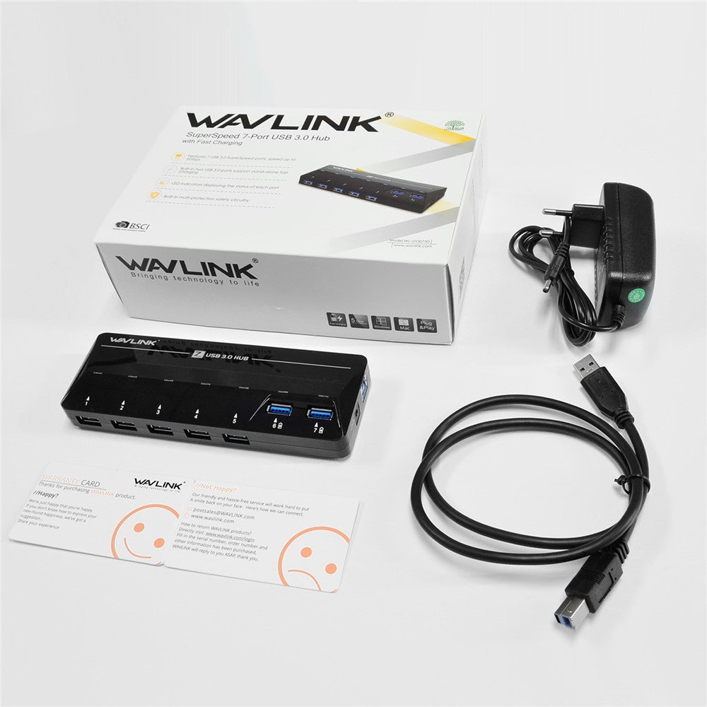 WAVLINK WL-UH3073D SuperSpeed USB3.0 Hub Adapter 7-Port Docking Station with Individual Power Button