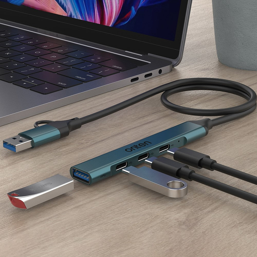 ONTEN UCA9703 USB 3.0+Type-C to 3xType-C+USB Adapter Aluminum Alloy USB Hub