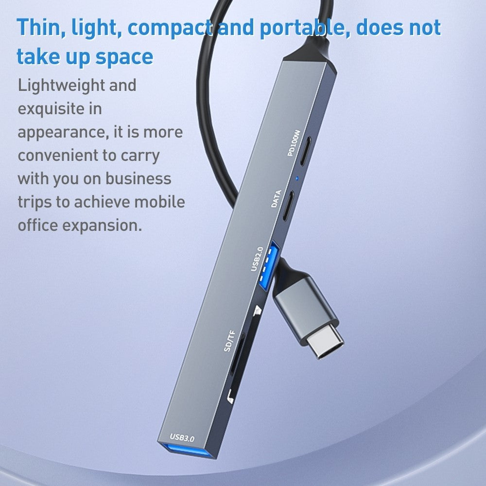 ADS-807 Multi-Port Hub Type-C Adapter to PD 100W Charging USB Data Reading Card Slots