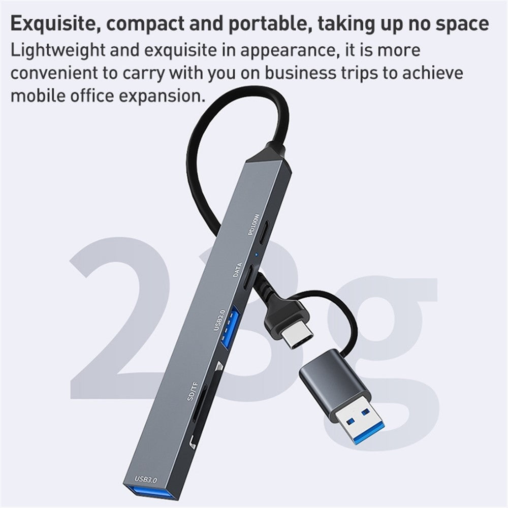 ADS-807D USB+Type-C Adapter to PD 100W Charging Data Reading Card Slots Multi-Port Hub
