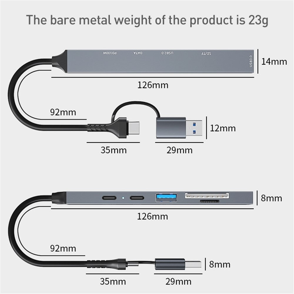 ADS-807D USB+Type-C Adapter to PD 100W Charging Data Reading Card Slots Multi-Port Hub