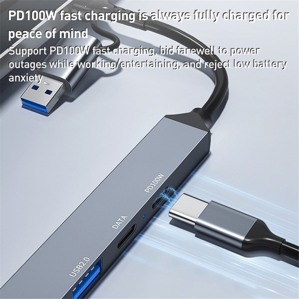 ADS-807D USB+Type-C Adapter to PD 100W Charging Data Reading Card Slots Multi-Port Hub