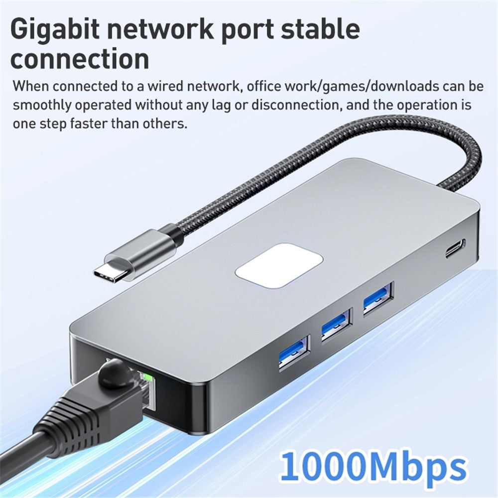 BYL-2401 8-In-1 USB-C to DisplayPort HD 4K Docking Station Adapter PD 100W Ethernet Connector