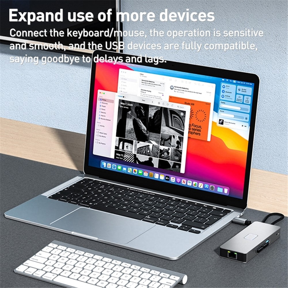 BYL-2401 8-In-1 USB-C to DisplayPort HD 4K Docking Station Adapter PD 100W Ethernet Connector