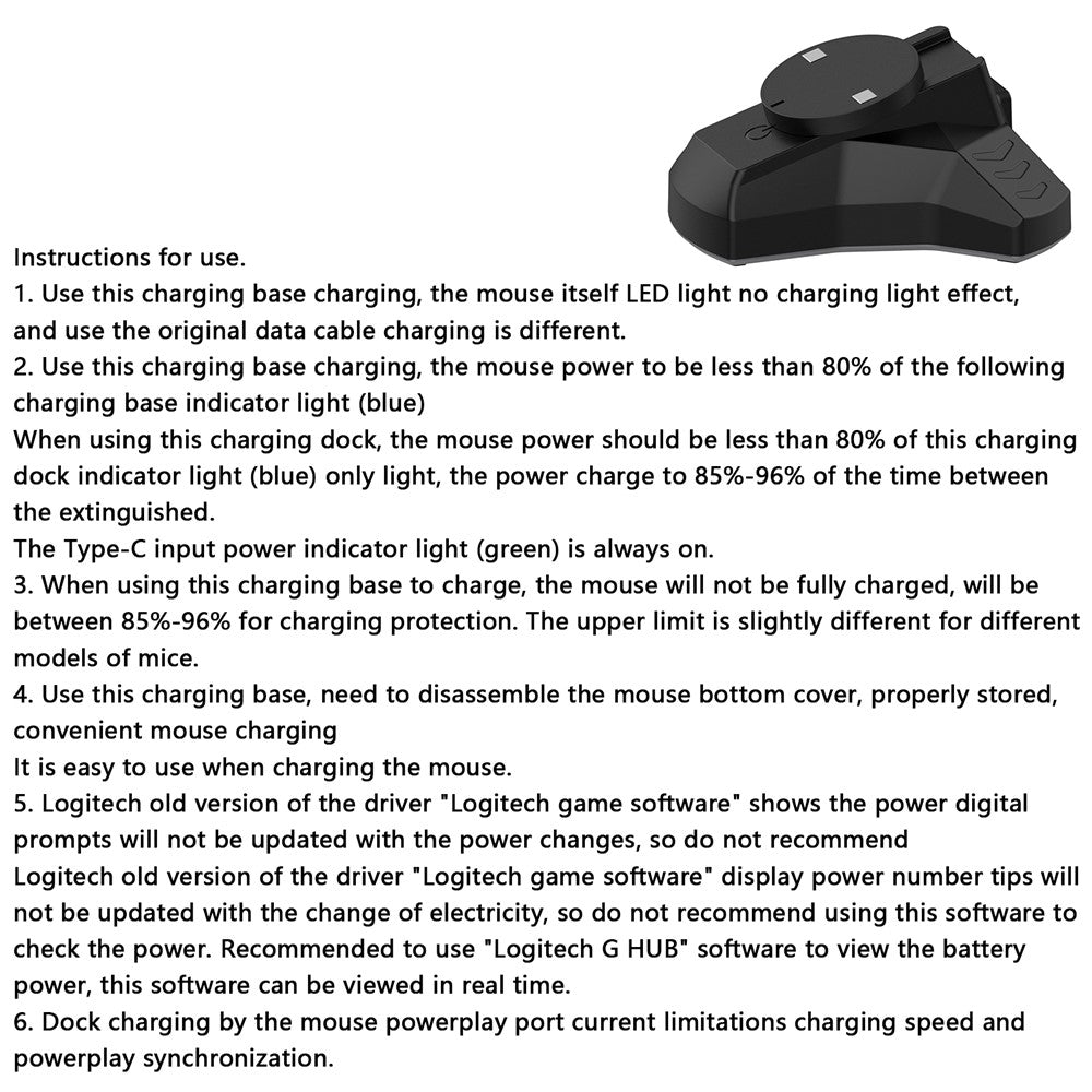 For Logitech G Pro X Superlight / Superlight 2 / Wireless 4 / 3 2 / 1 Wireless Gaming Mouse Charging Dock with 150cm Cable