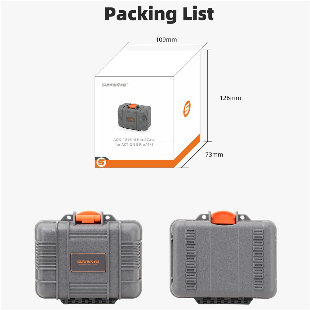 SUNNYLIFE AQX-18 Shockproof Box for DJI Osmo Action 5 Pro / 4 / 3 Hard Shell Waterproof Storage Case