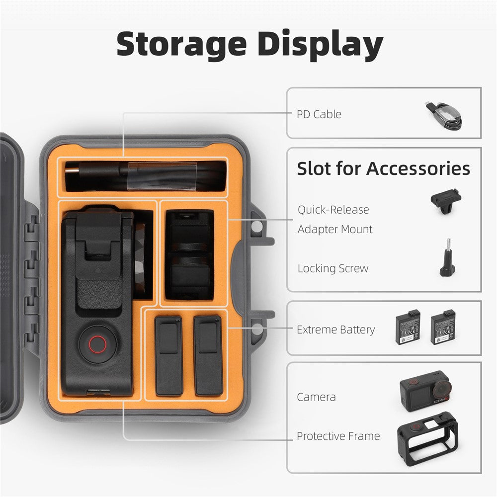 SUNNYLIFE AQX-18 Shockproof Box for DJI Osmo Action 5 Pro / 4 / 3 Hard Shell Waterproof Storage Case