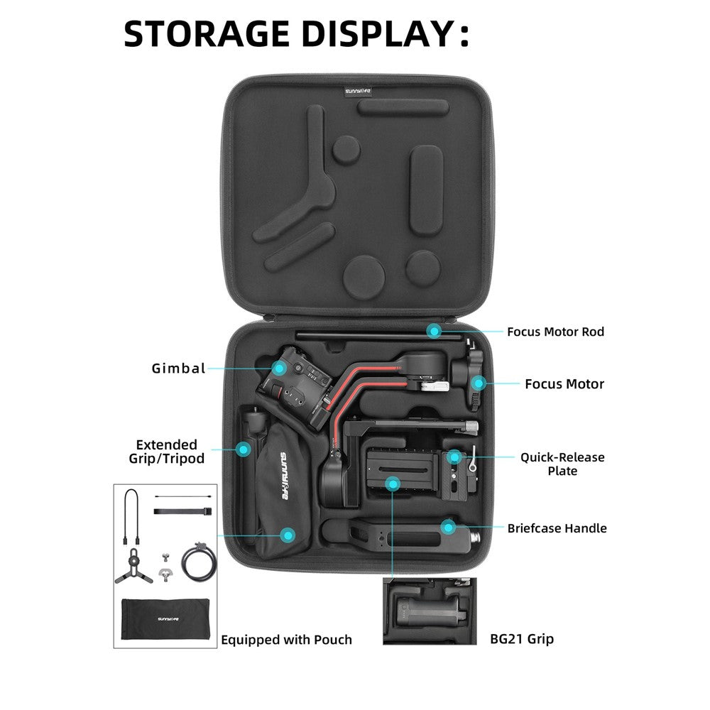 SUNNYLIFE RO-B458 for DJI RS 3 Gimbal Stabilizer Portable Storage Bag Shockproof Carrying Case