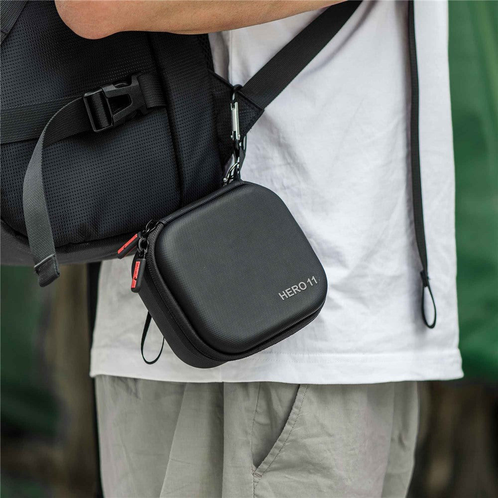 STARTRC 1111363 For GoPro Hero 11 Waterproof PU Carrying Case Shockproof Portable Storage Bag (with Hand Rope and Carabiner)