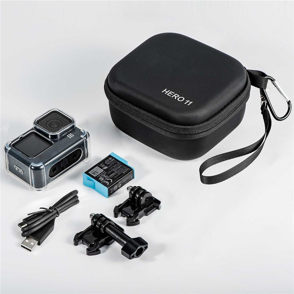 STARTRC 1111363 For GoPro Hero 11 Waterproof PU Carrying Case Shockproof Portable Storage Bag (with Hand Rope and Carabiner)