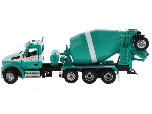 Kenworth T880S SFFA Tandem with Pusher and Tag Axle with Bridgemaster McNeilus Mixer "Island Ready Mix" Green and White Limited Edition to 500 pieces Worldwide "Transport Series" 1/50 Diecast Model by Diecast Masters
