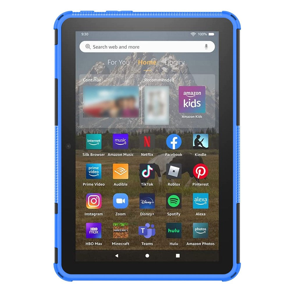 For Amazon Fire HD 8 (2022) Cool Tyre Pattern Kickstand Case Hybrid PC + TPU Anti-drop Tablet Protective Cover