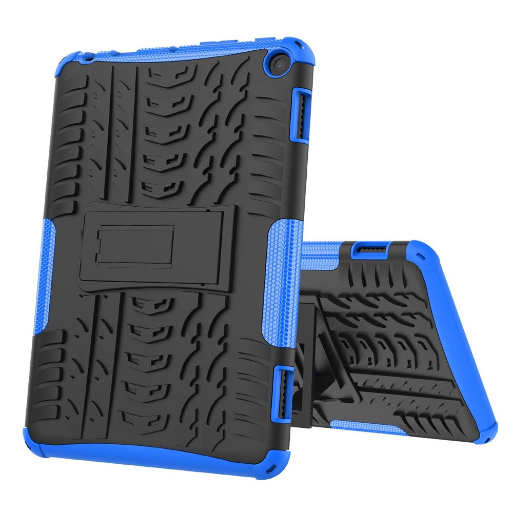 For Amazon Fire HD 8 (2022) Cool Tyre Pattern Kickstand Case Hybrid PC + TPU Anti-drop Tablet Protective Cover