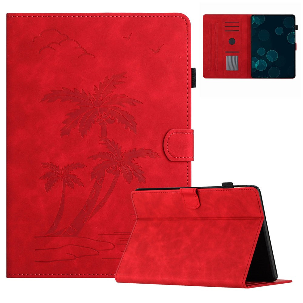 For Amazon Kindle Paperwhite 5 (2021) Case Card Holder Coconut Tree Imprinted Leather Cover