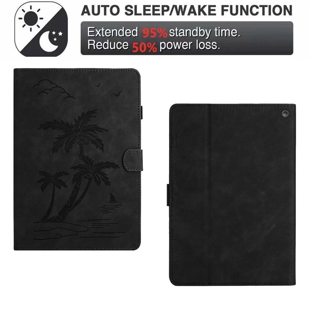 For Amazon Fire HD 10 (2021) / (2023) / Fire HD 10 Plus (2021) / (2023) Case Smart PU Leather Coconut Tree Tablet Cover