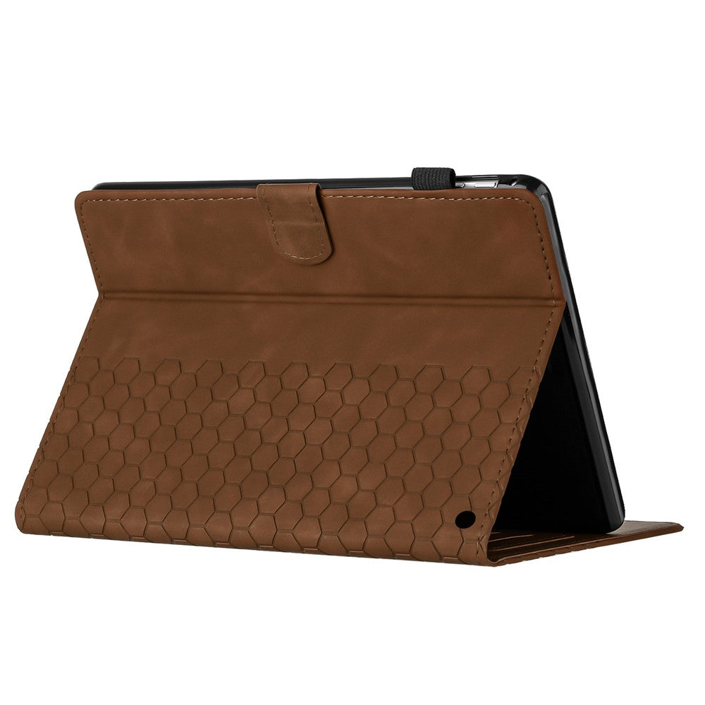 For Amazon Fire HD 10 (2021) / HD 10 Plus (2021) Case Honeycomb Printed Leather Tablet Cover with Card Slot