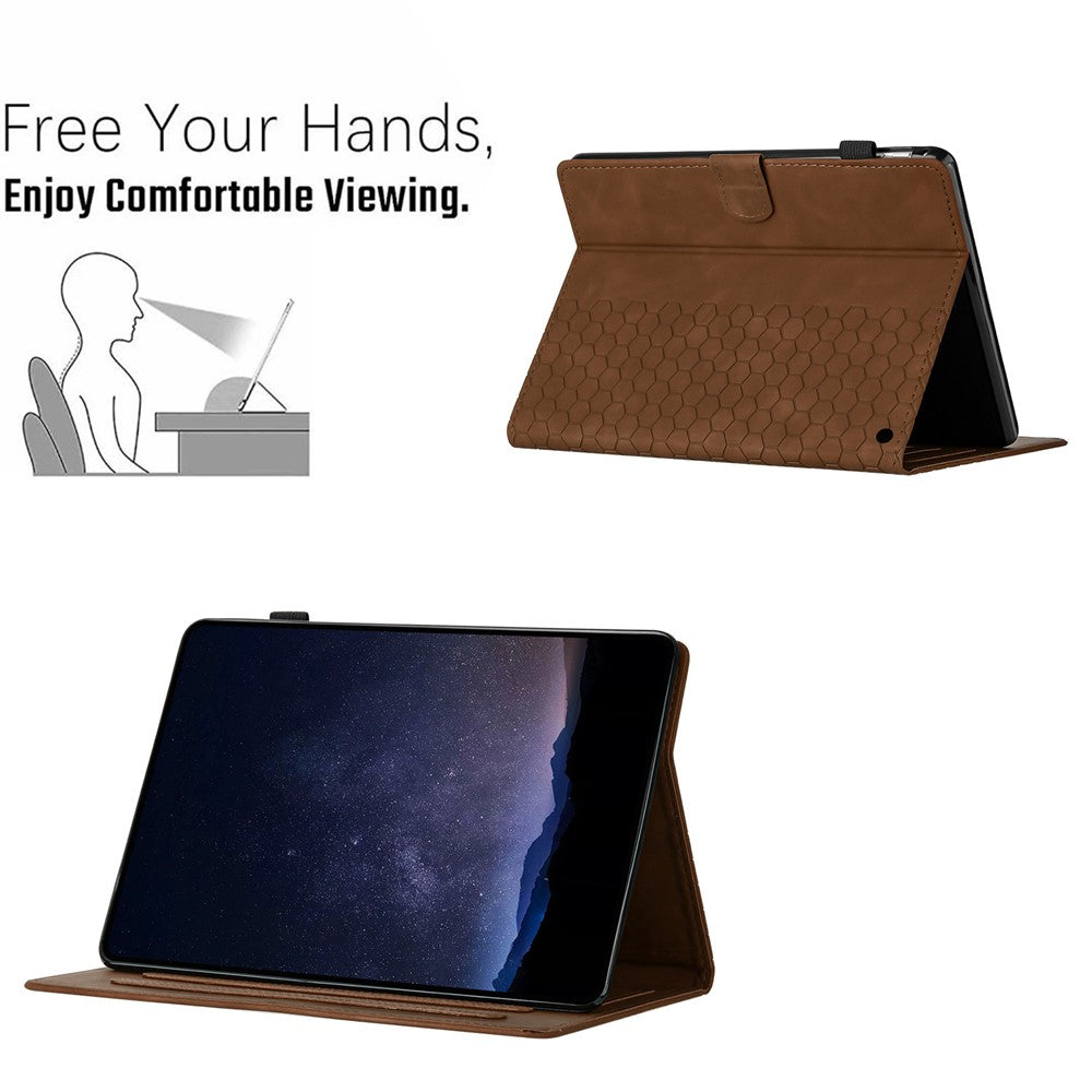 For Amazon Fire HD 10 (2021) / HD 10 Plus (2021) Case Honeycomb Printed Leather Tablet Cover with Card Slot