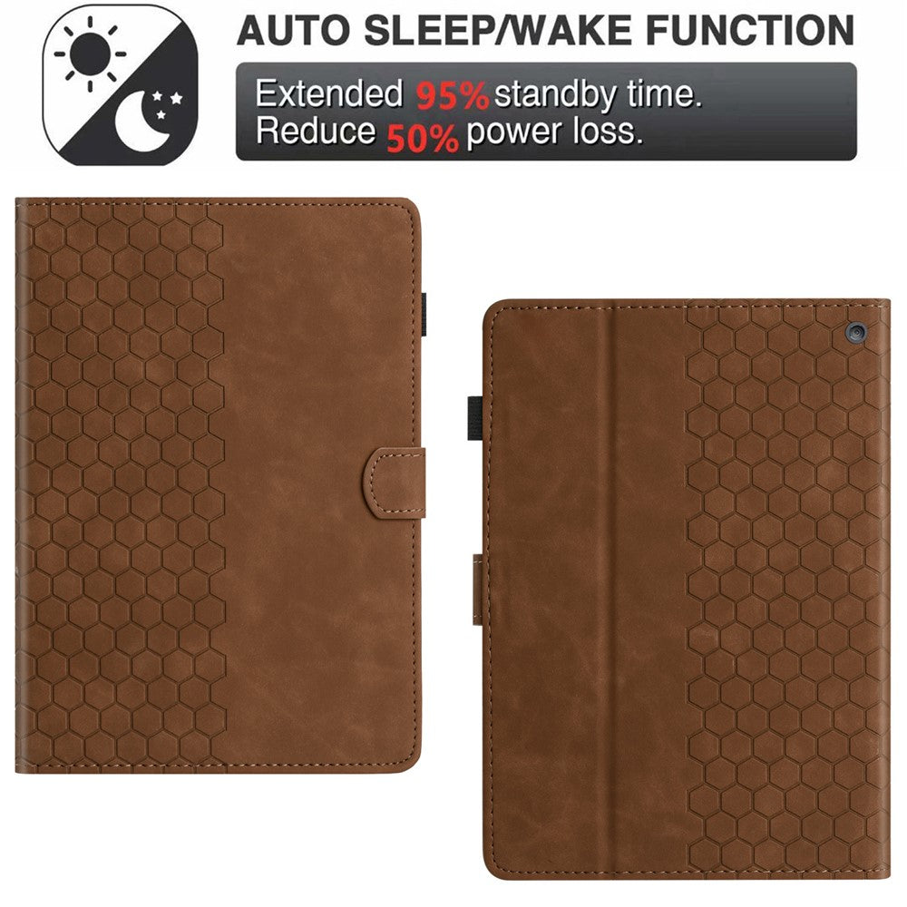 For Amazon Fire HD 10 (2021) / HD 10 Plus (2021) Case Honeycomb Printed Leather Tablet Cover with Card Slot