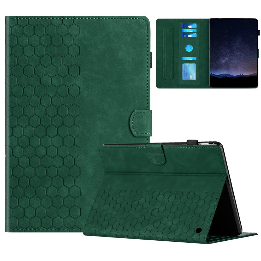 For Amazon Fire HD 10 (2021) / HD 10 Plus (2021) Case Honeycomb Printed Leather Tablet Cover with Card Slot