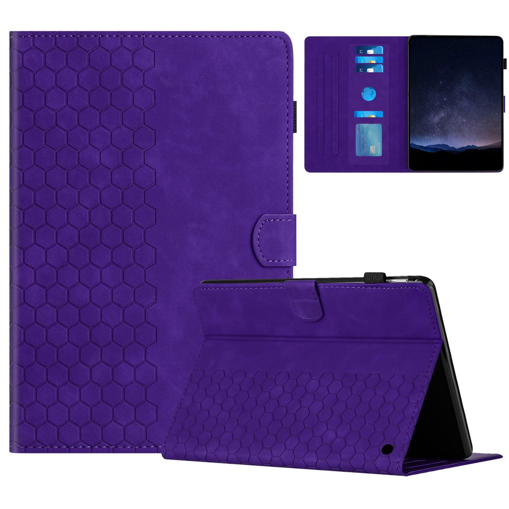 For Amazon Fire HD 10 (2021) / HD 10 Plus (2021) Case Honeycomb Printed Leather Tablet Cover with Card Slot