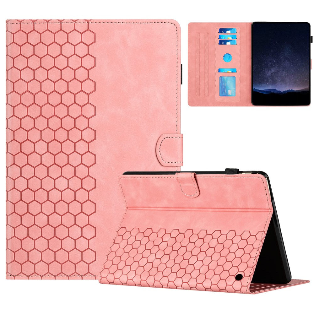 For Amazon Fire HD 10 (2021) / HD 10 Plus (2021) Case Honeycomb Printed Leather Tablet Cover with Card Slot
