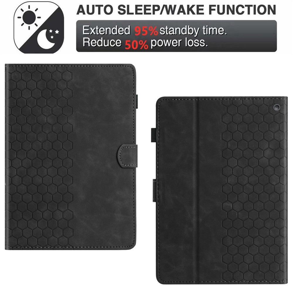 For Amazon Fire HD 8 (2022) / (2020) Case Honeycomb Printed Leather Tablet Cover with Card Slot