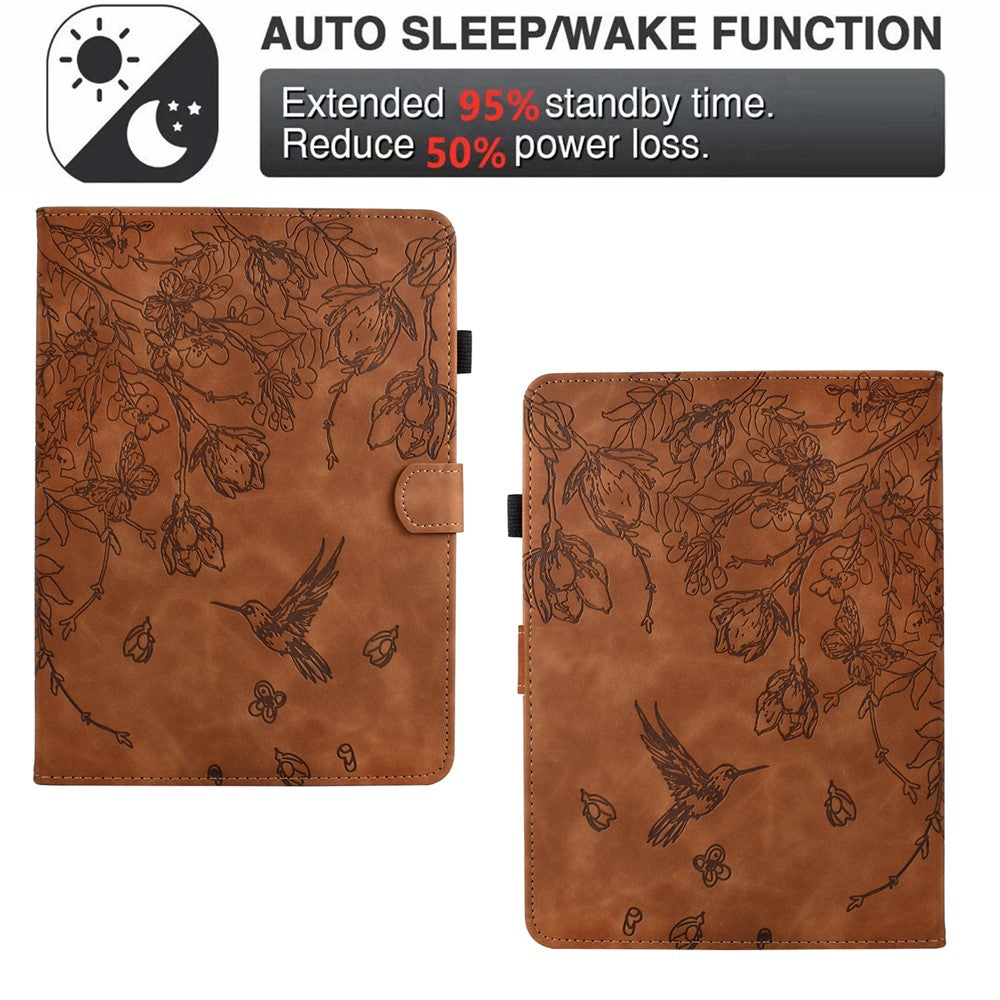 For Amazon Kindle 11th (2024) / 6'' (2022) Case Flower Bird Imprinted Card Holder Leather Tablet Cover