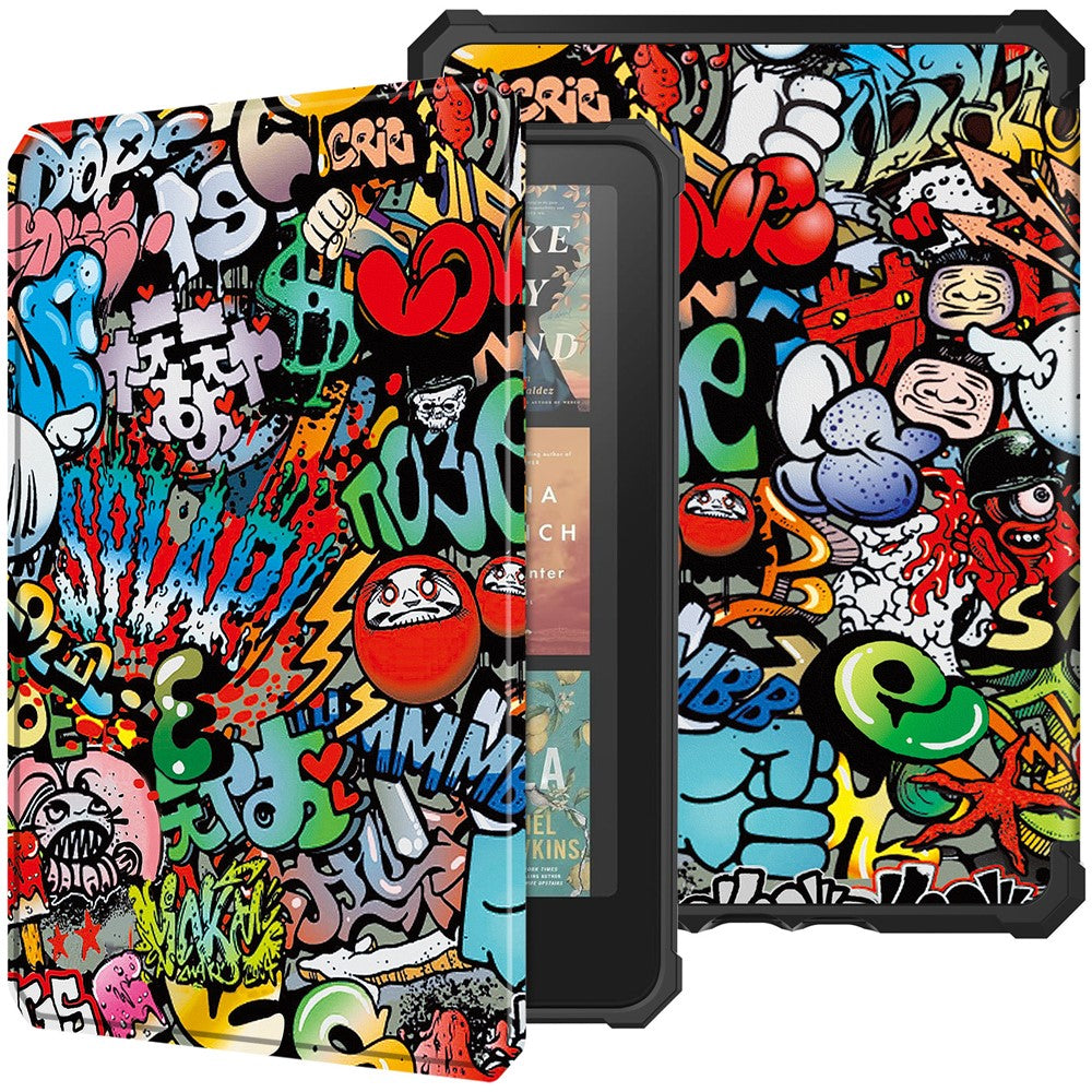 For Amazon Kindle Paperwhite (2024) / Kindle Colorsoft Case Pattern Print TPU+ PU E-Reader Cover