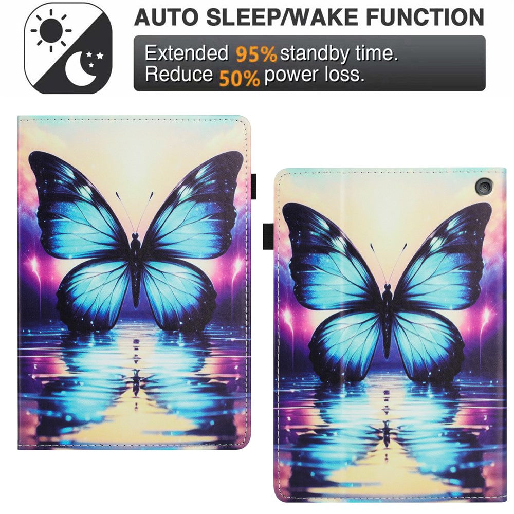 For Amazon Fire 7 (2022) Case Pattern Leather Tablet Cover with Auto Sleep / Wake, Card Holder