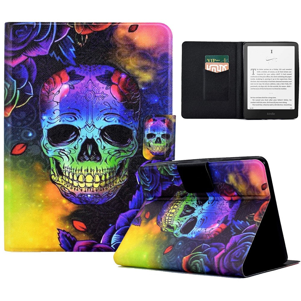 For Amazon Kindle Paperwhite (2024) Case Stand Pattern Printed Leather Cover
