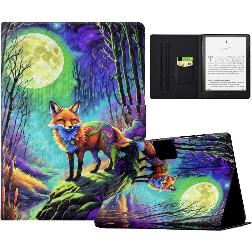 For Amazon Kindle Paperwhite (2024) Case Card Holder Pattern Print Leather Cover