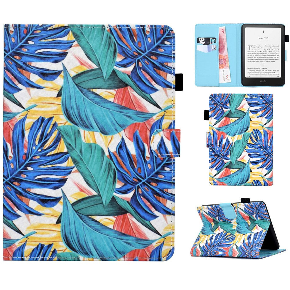 For Amazon Kindle Paperwhite (2024) Case Card Holder Stand Pattern Printing Leather Cover