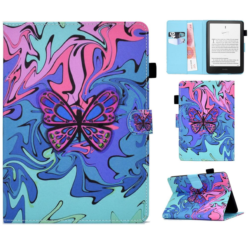 For Amazon Kindle Paperwhite (2024) Case Card Holder Stand Pattern Printing Leather Cover