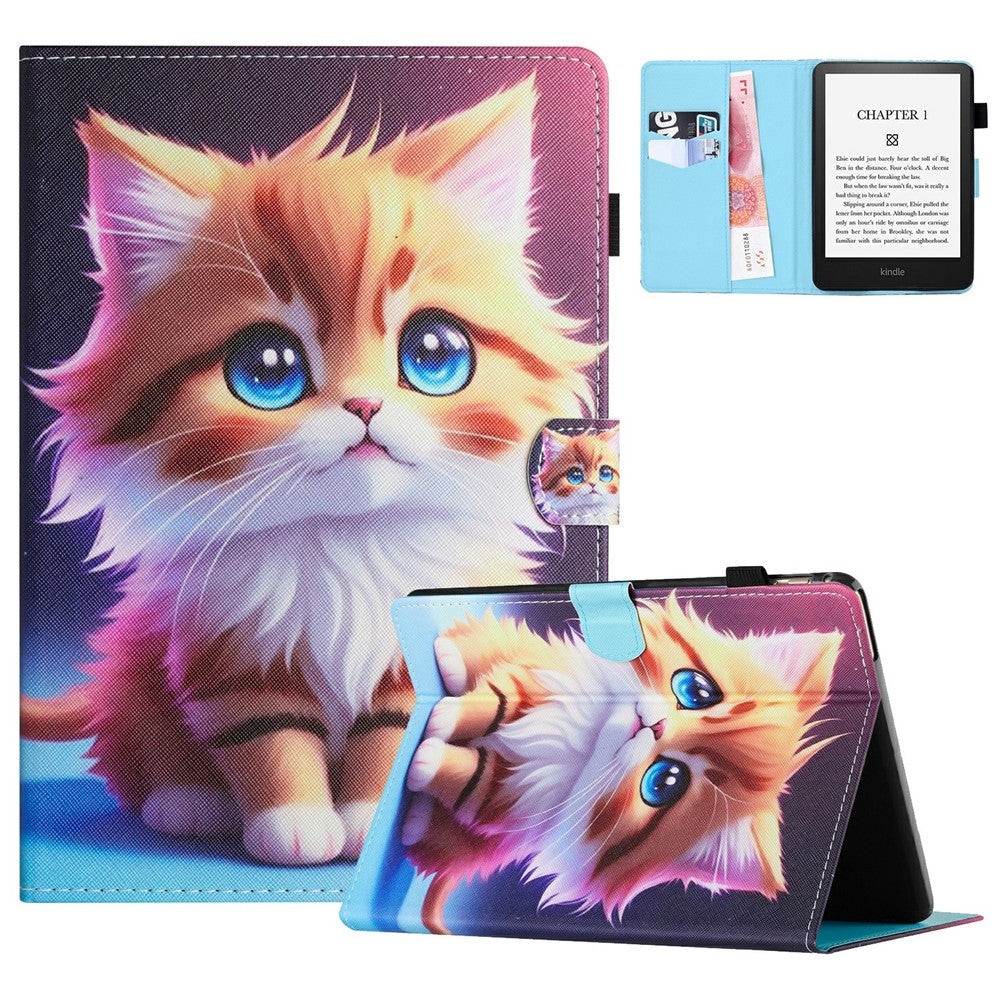 For Amazon Kindle Paperwhite (2024) Case Card Holder Stand Pattern Printing Leather Cover