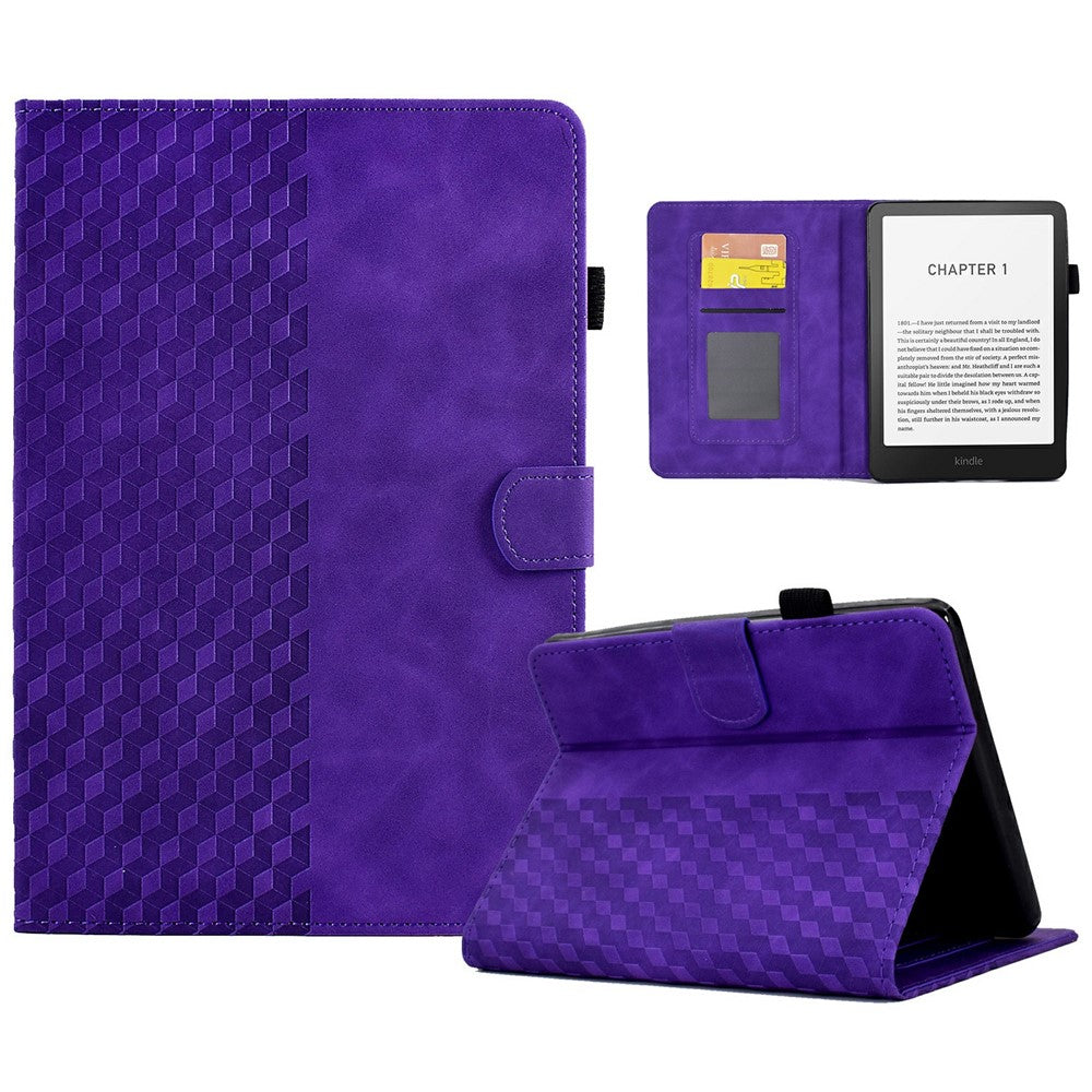 For Amazon Kindle Paperwhite (2024) Case Card Slots Leather Cover Block Pattern