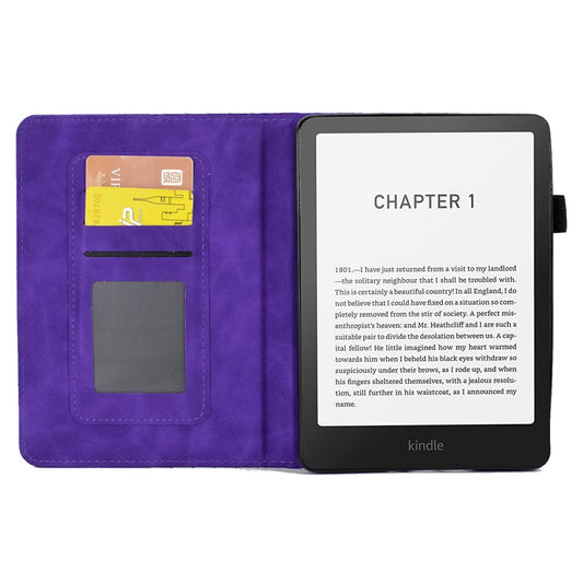 For Amazon Kindle Paperwhite (2024) Case Card Slots Leather Cover Block Pattern