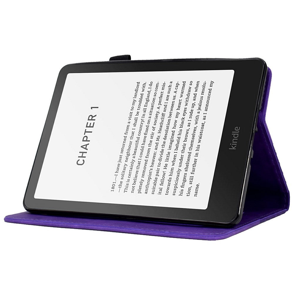 For Amazon Kindle Paperwhite (2024) Case Card Slots Leather Cover Block Pattern