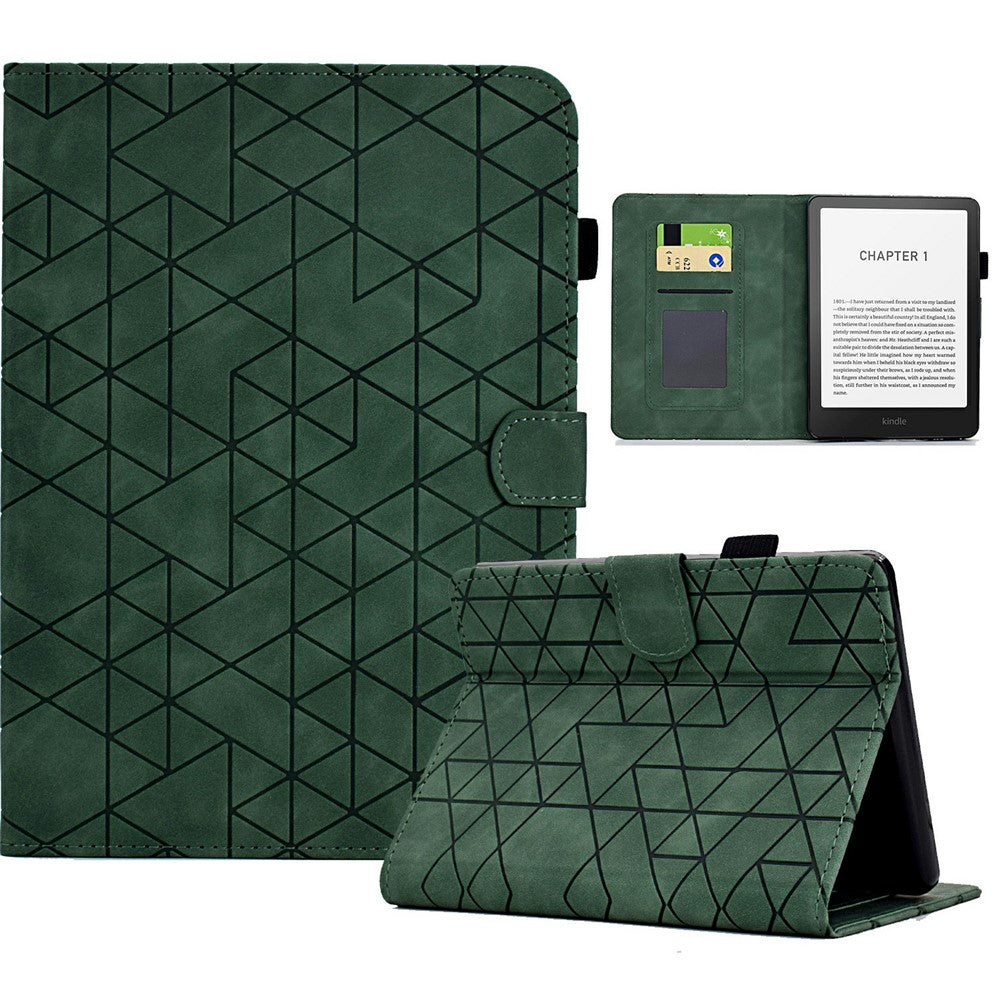 For Amazon Kindle Paperwhite (2024) Case Card Slots Stand Rhombus Auto Wake / Sleep Leather Cover