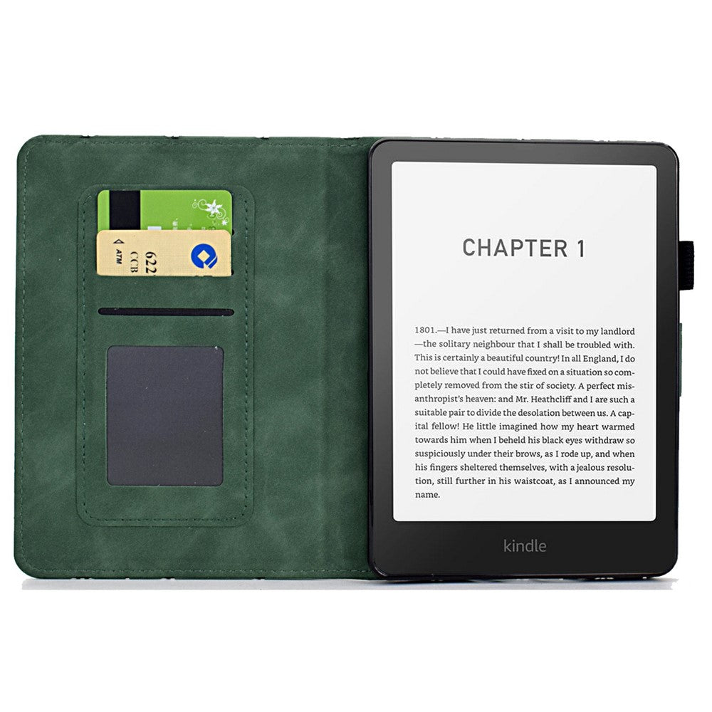 For Amazon Kindle Paperwhite (2024) Case Card Slots Stand Rhombus Auto Wake / Sleep Leather Cover