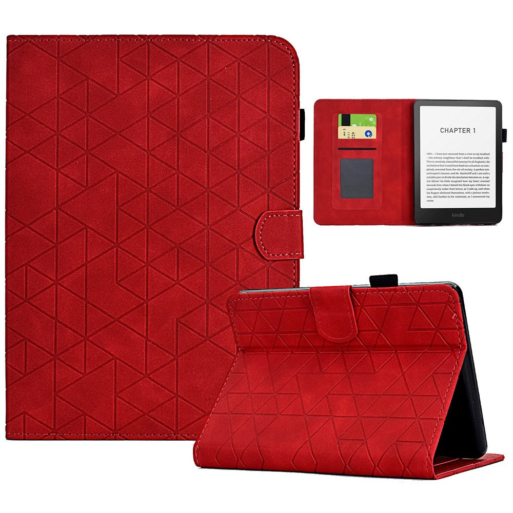 For Amazon Kindle Paperwhite (2024) Case Card Slots Stand Rhombus Auto Wake / Sleep Leather Cover