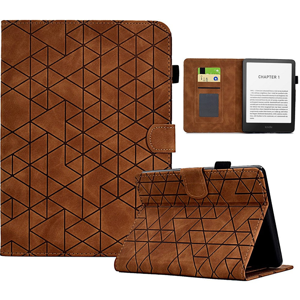 For Amazon Kindle Paperwhite (2024) Case Card Slots Stand Rhombus Auto Wake / Sleep Leather Cover