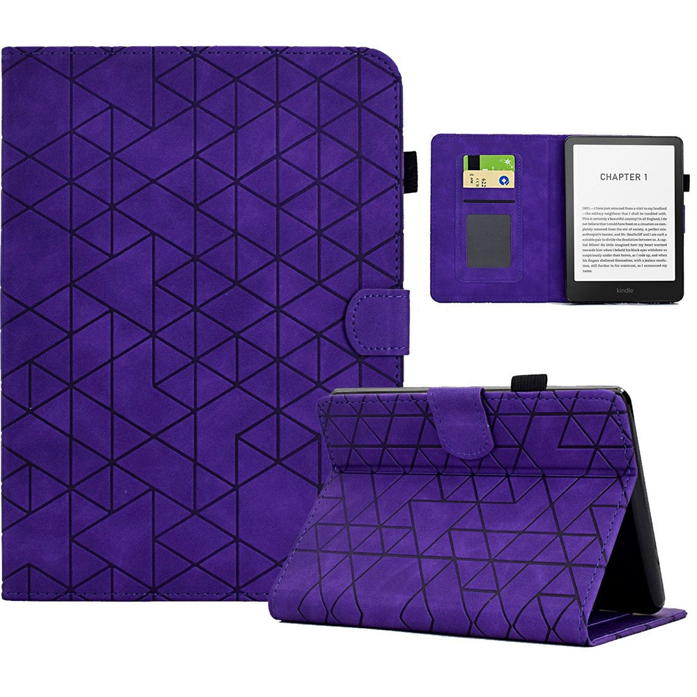 For Amazon Kindle Paperwhite (2024) Case Card Slots Stand Rhombus Auto Wake / Sleep Leather Cover