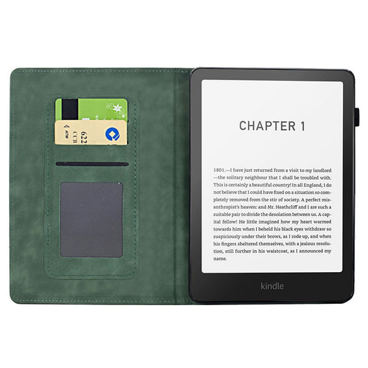 For Amazon Kindle Paperwhite (2024) Case Cats Imprinted PU Leather Card Slots E-Reader Cover