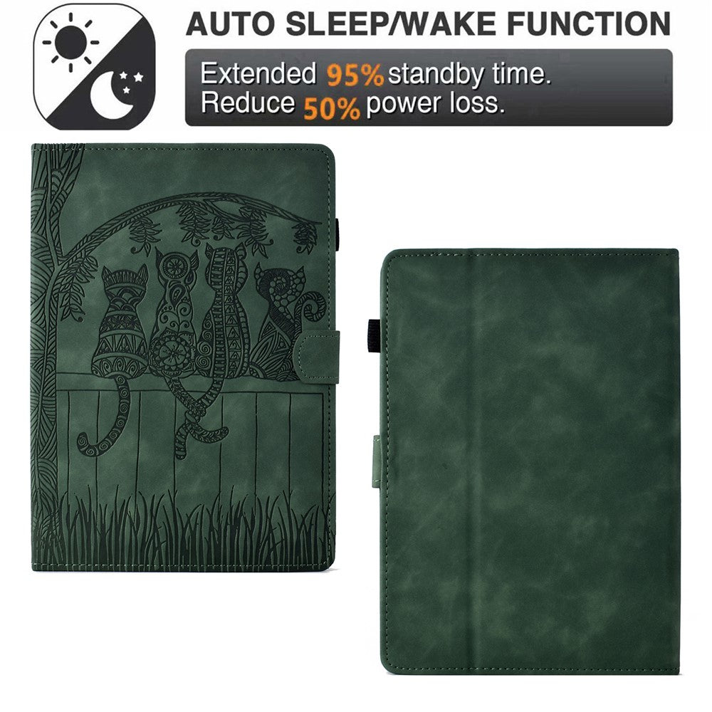 For Amazon Kindle Paperwhite (2024) Case Cats Imprinted PU Leather Card Slots E-Reader Cover