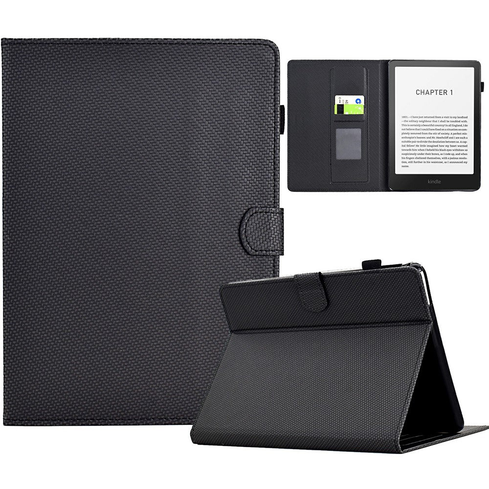 For Amazon Kindle Paperwhite (2024) Case Carbon Fiber Texture PU Leather Cover Stand View