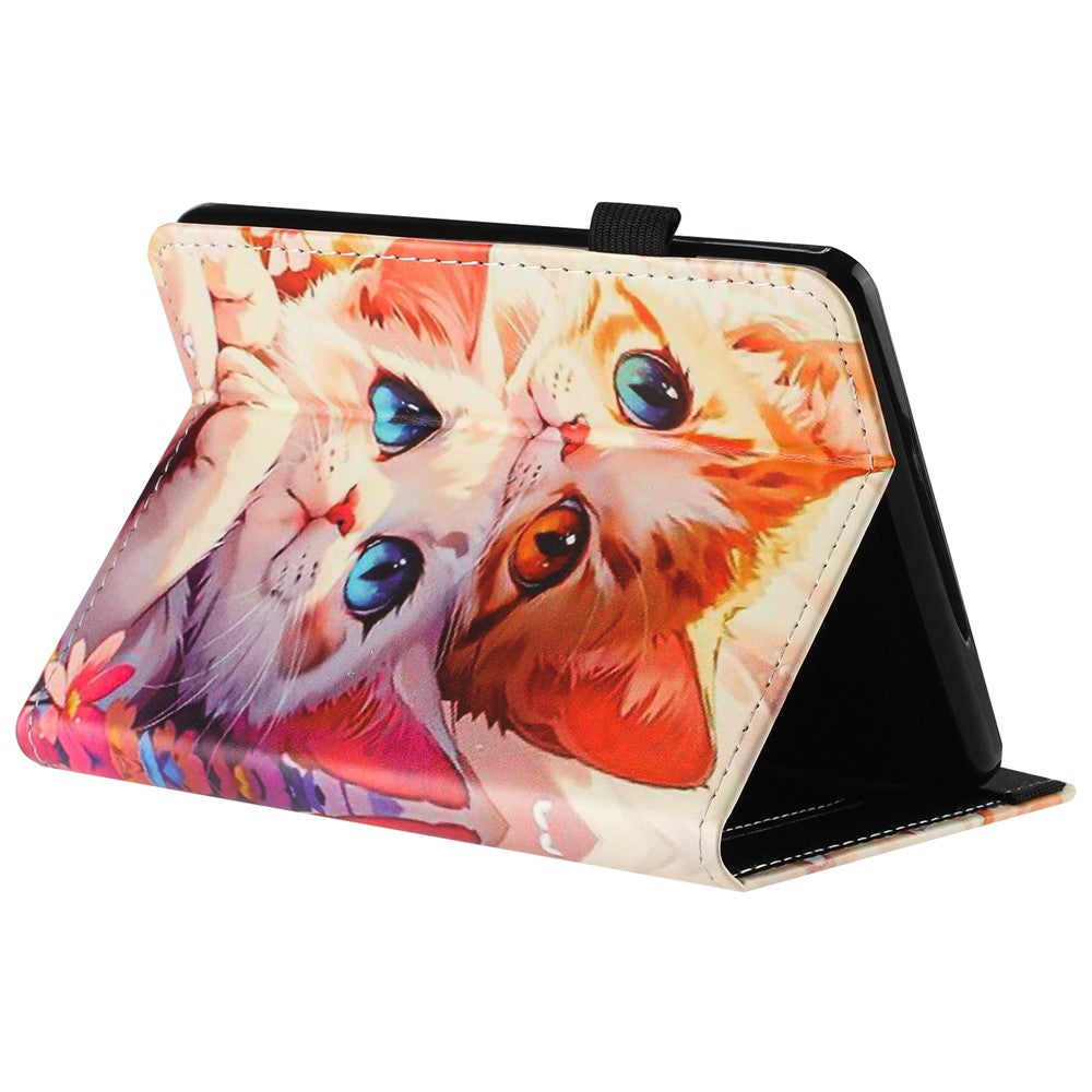 For Amazon Kindle Paperwhite 6 (2024) Tablet Case Litchi Texture Pattern Printing Leather Cover Auto Sleep / Wake with Card Holder