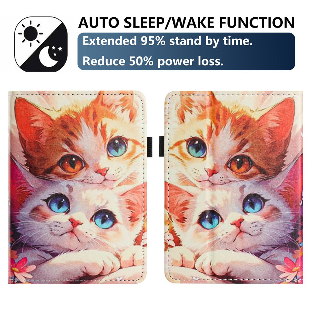 For Amazon Kindle Paperwhite 6 (2024) Tablet Case Litchi Texture Pattern Printing Leather Cover Auto Sleep / Wake with Card Holder